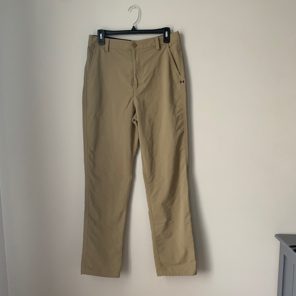 Tan under armour pants size youth xl